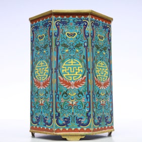 A Exquisite Cloisonne Lotus Pattern Brush Pot