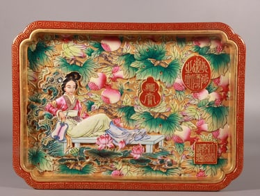 An Exquisite Enamel Character and Story Pattern Tea tray