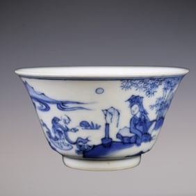 An Exquisite Blue and White Character and Story Pattern Cup