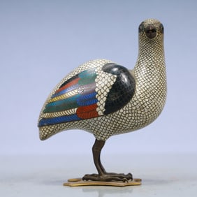 A Exquisite Cloisonne Bird-Form Censer