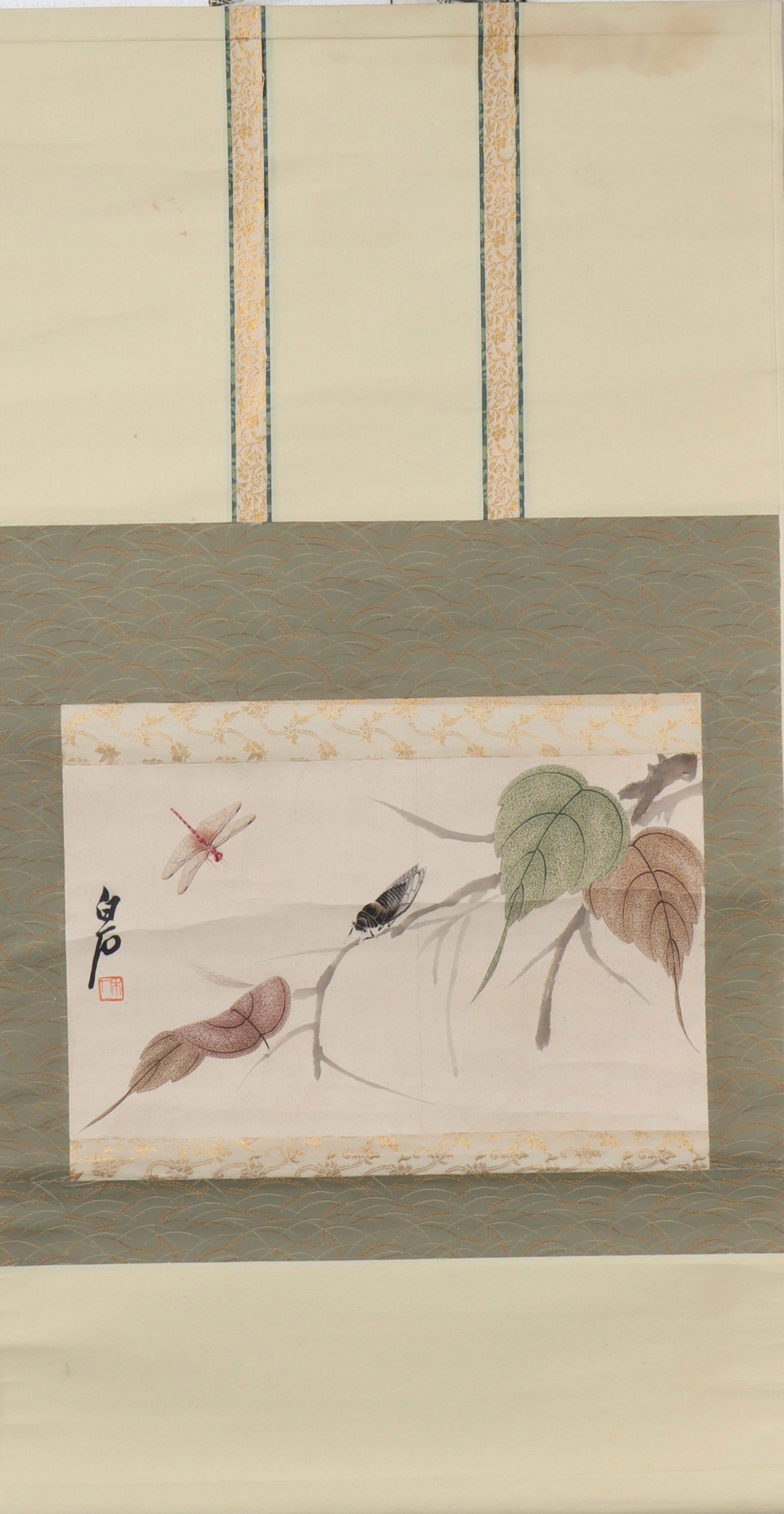 A Chinese Vertical Scroll Ink Painting of Insect on Paper: A Chinese Vertical Scroll Ink Painting of Insect on Paper Qi baishi Size:15.4inx9.1in齐白石虫子 纸本立轴Size:39cmx23cm