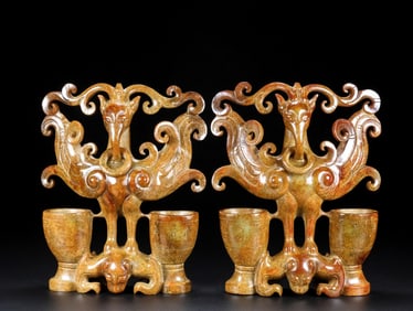 An Exquisite White Jade Phoenix-Shaped Cup