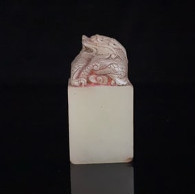 An Exquisite White Jade Lion Seal