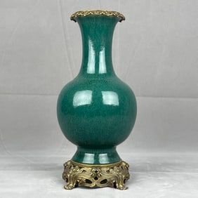 An Exquisite Flambe Glazed Inlaid Bronze Vase