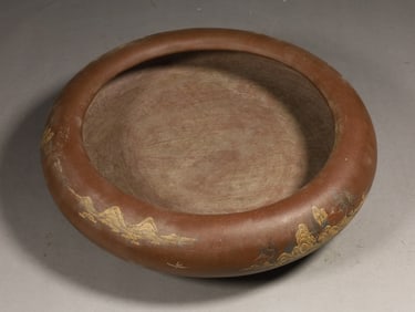 An Exquisite  Purple Sands Landscape and Figure Pattern Water Pot