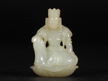 An Exquisite White Jade Statue of Bodhisattva