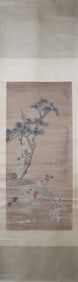A Chinese Vertical Scroll Ink Painting of Character and Story on Paper