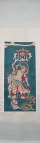 A Chinese Vertical Scroll Ink Painting of Character and Story on Paper