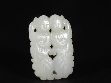 An Exquisite White Jade Figure Pattern Ornament