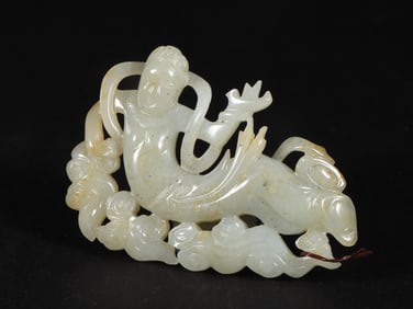 An Exquisite White Jade Figure Pattern Ornament