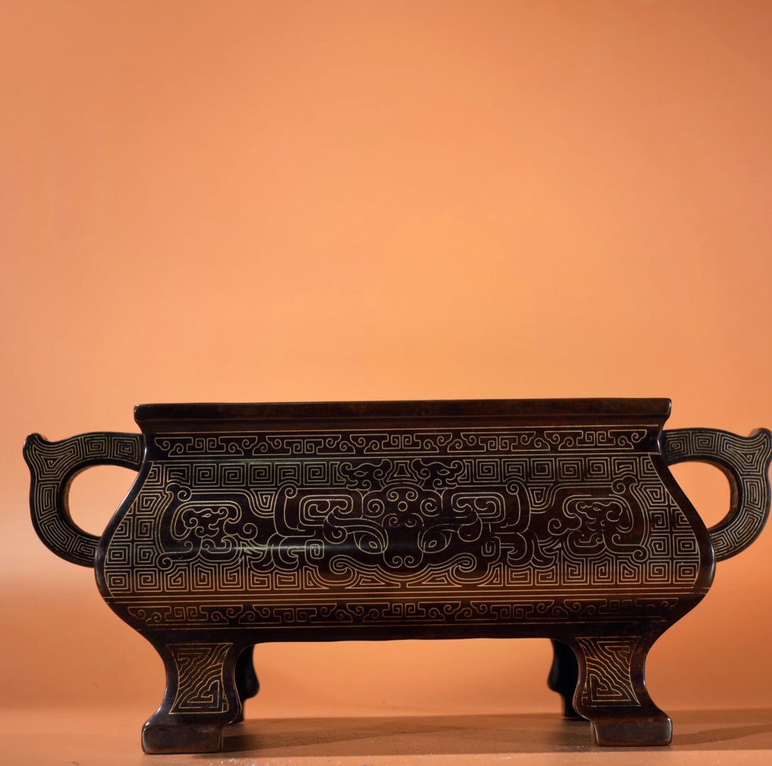 A Exquisite Bronze Inlaid with Silver Censer (1 of 9)