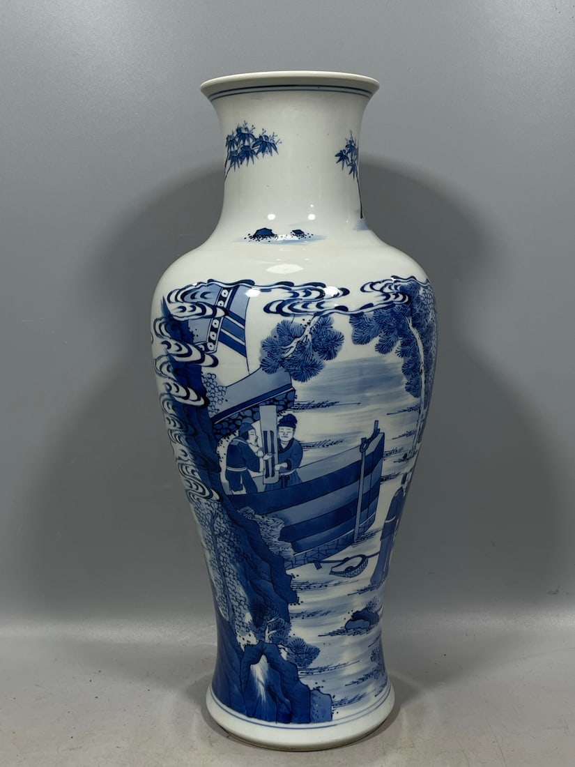 Blue and White Figures Pattern Vase - 2