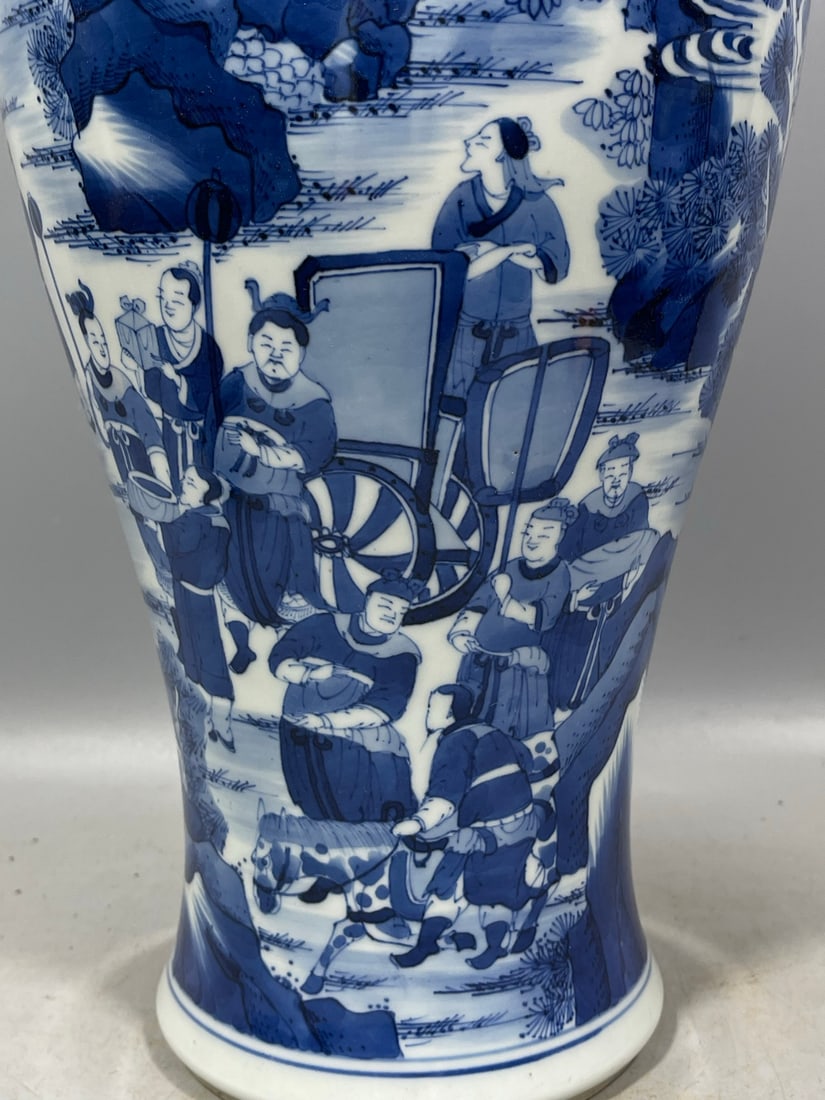 Blue and White Figures Pattern Vase - 6