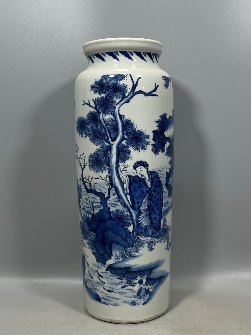Blue and White Figures Pattern Vase - 2
