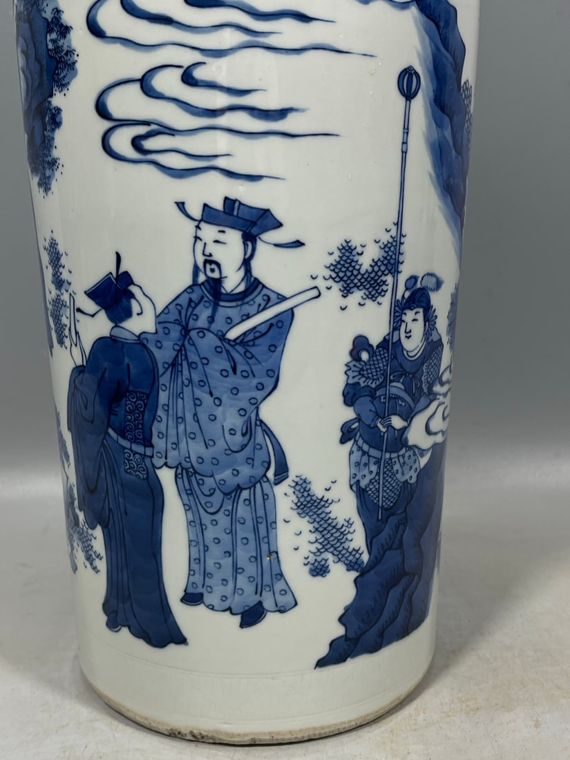 Blue and White Figures Pattern Vase - 7