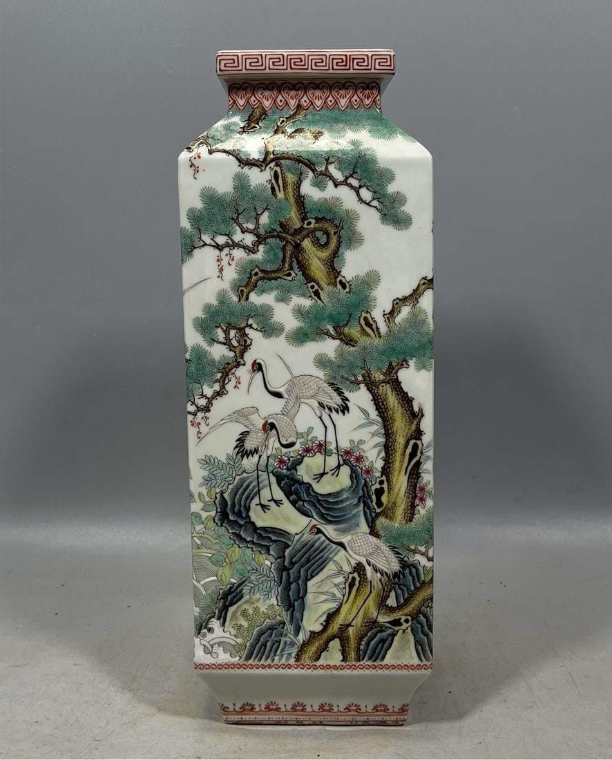 Blue and White Pine and Crane Pattern Vase (1 of 9)