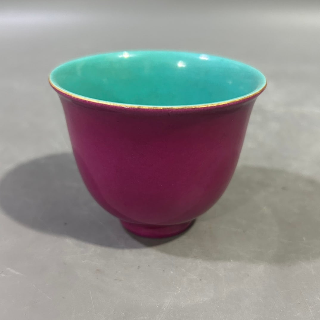 A pair of Exquisite Ruby Red-Glazed Cup - 2