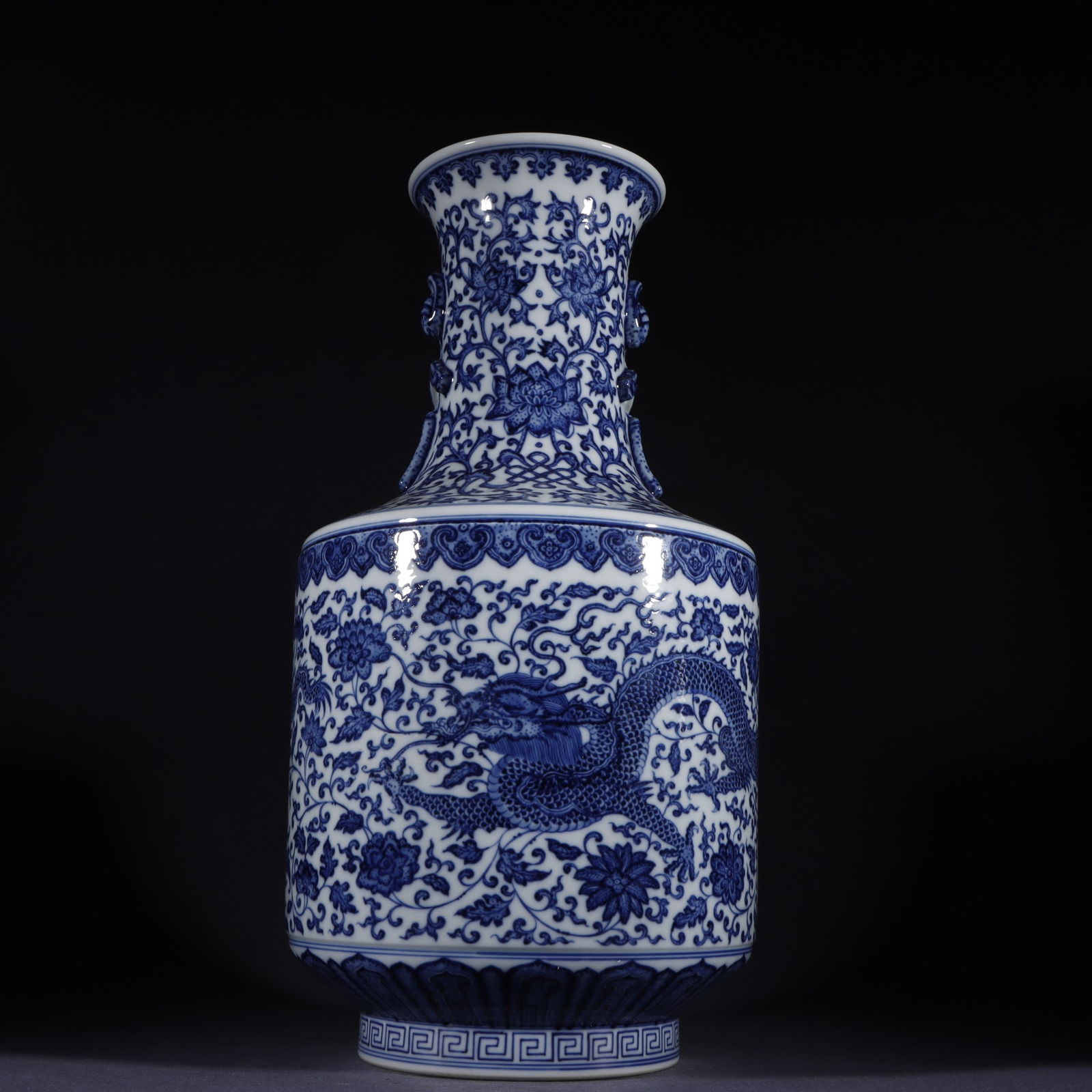 A Exquisite Blue and White Flower and Dragon Pattern Vase (1 of 9)