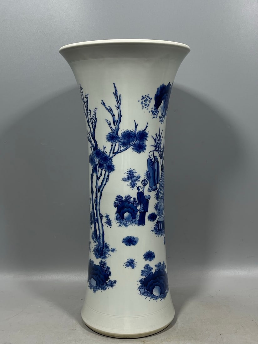 Blue and White Figures Pattern Vase - 2