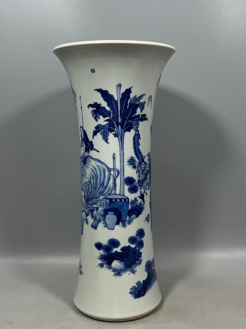 Blue and White Figures Pattern Vase - 4