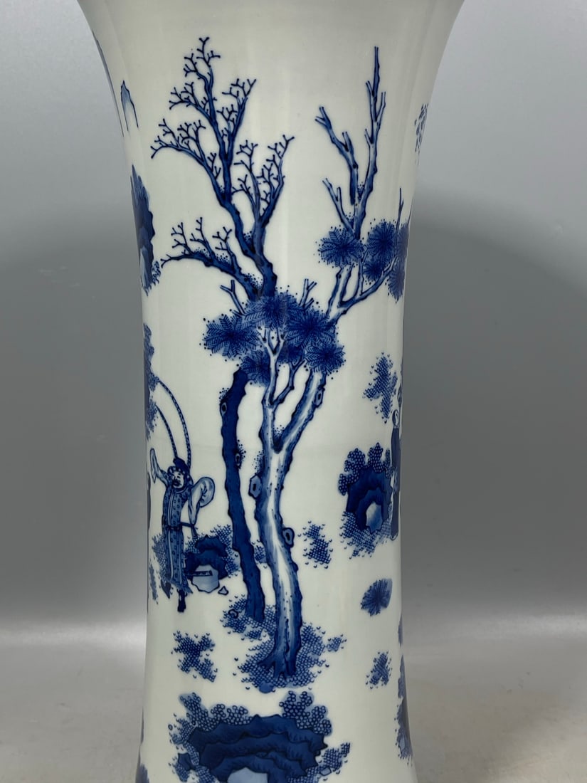 Blue and White Figures Pattern Vase - 7
