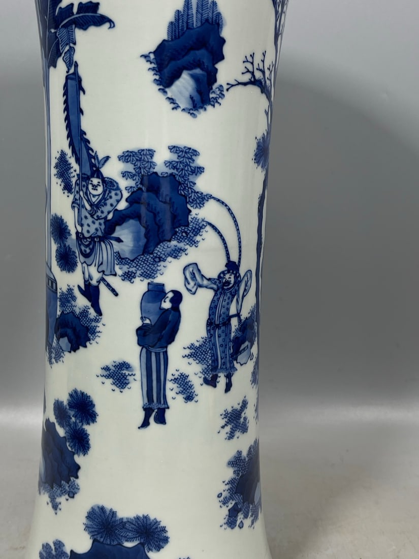 Blue and White Figures Pattern Vase - 8