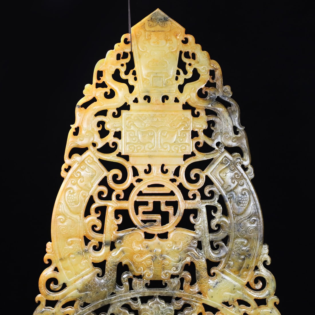 A Exquisite Hotan Jade Dragon Pattern Jade Bi - 6