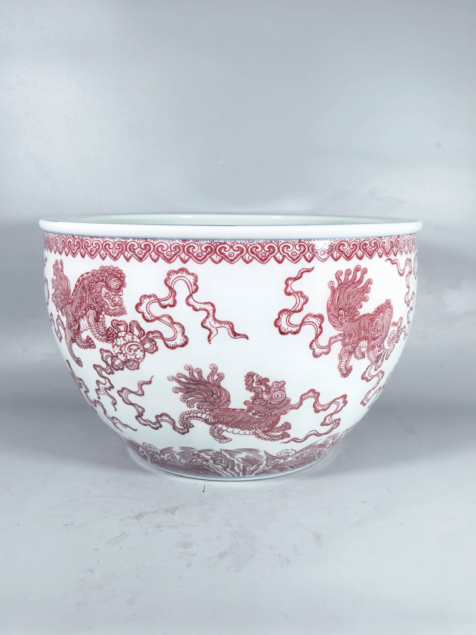 A Exquisite Underglaze-Red Lion Pattern Vat (1 of 9)