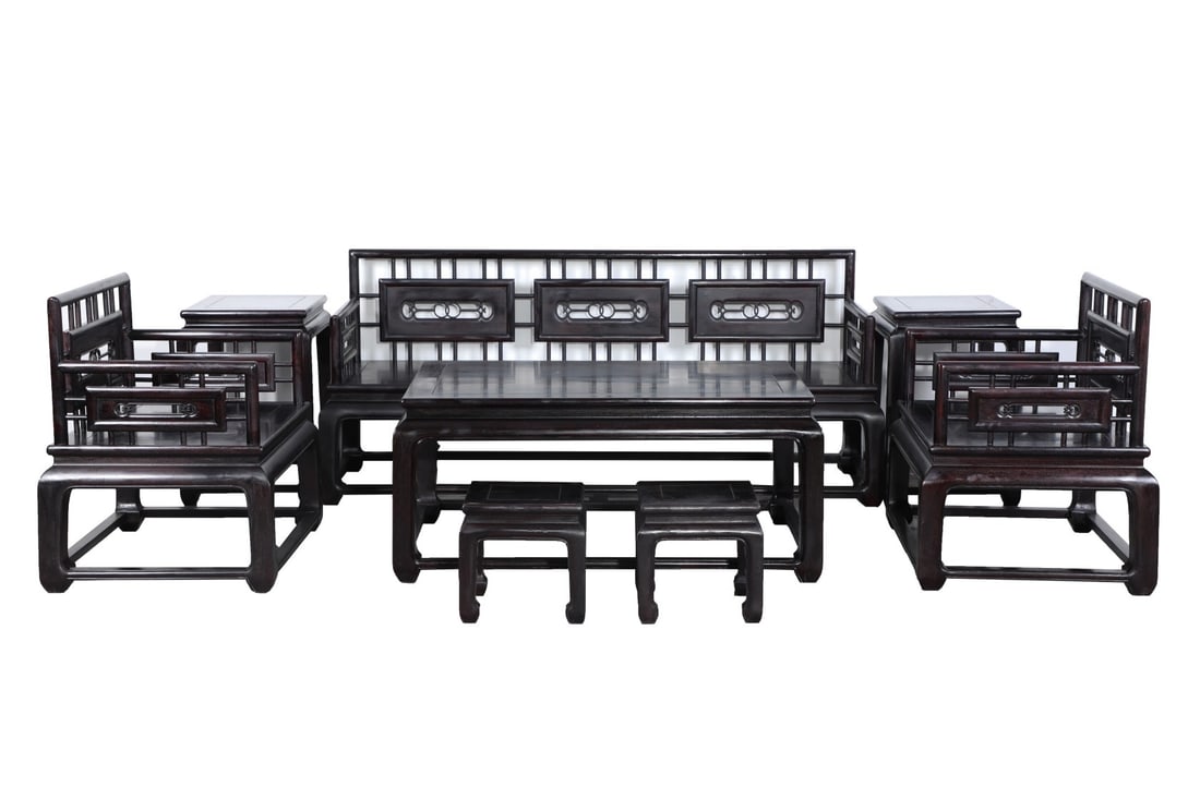 A Set of Exquisite Zitanwood Furniture: A Set of Exquisite Zitanwood Furniture,Qing Dynasty, China,Size:73.2inx23.2inx32.3in 一套紫檀木家具,中国清代