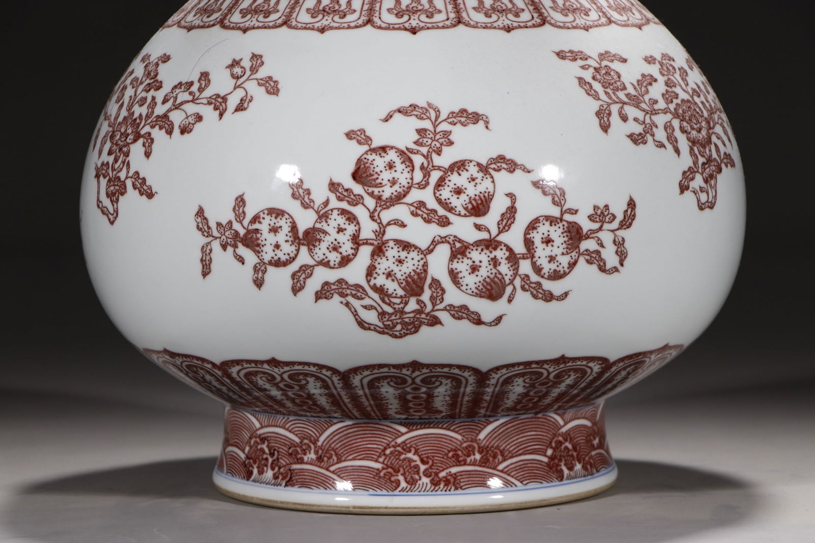 A Exquisite Underglaze-Red Lotus Flower and Fruit Pattern Vase - 3