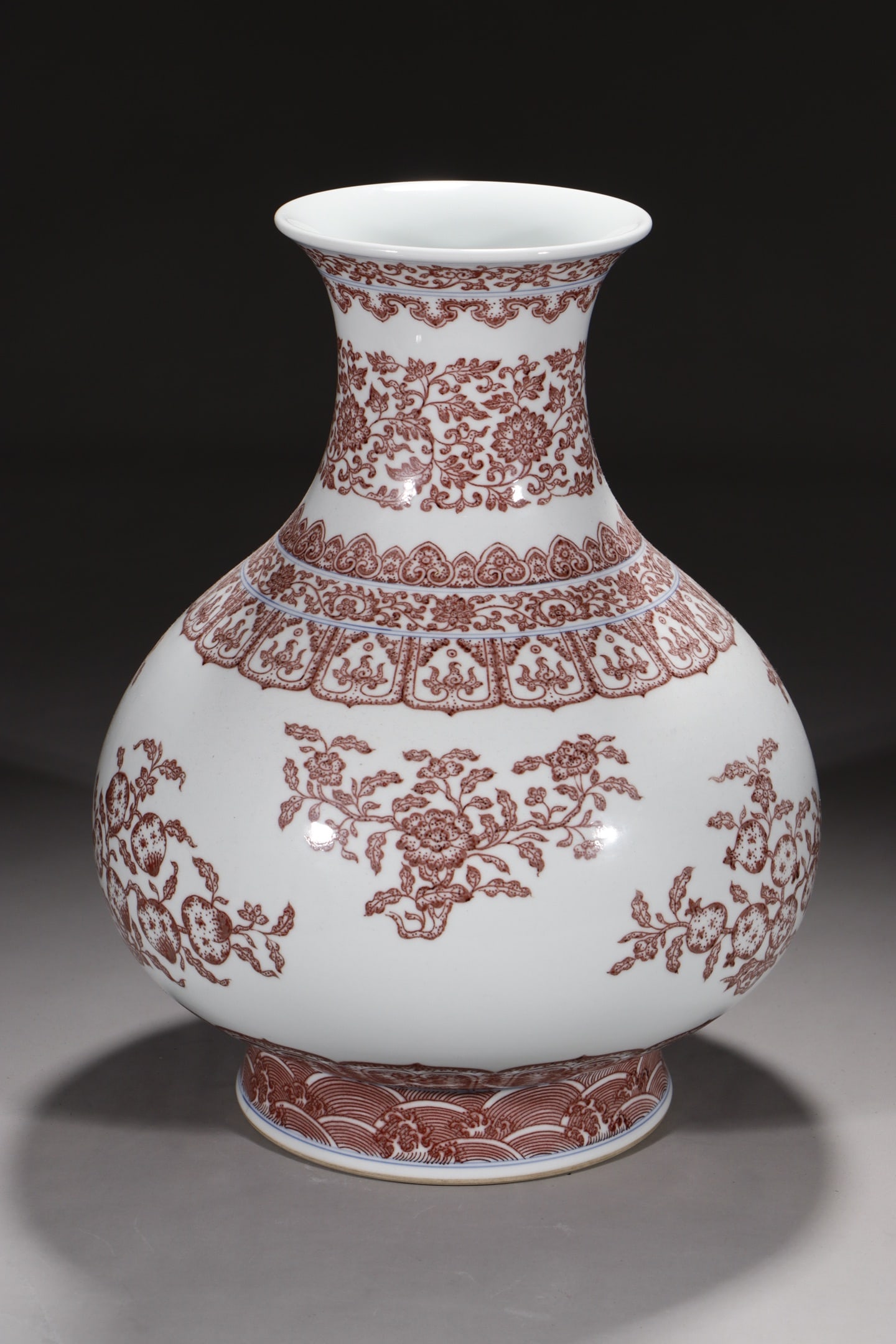 A Exquisite Underglaze-Red Lotus Flower and Fruit Pattern Vase - 4