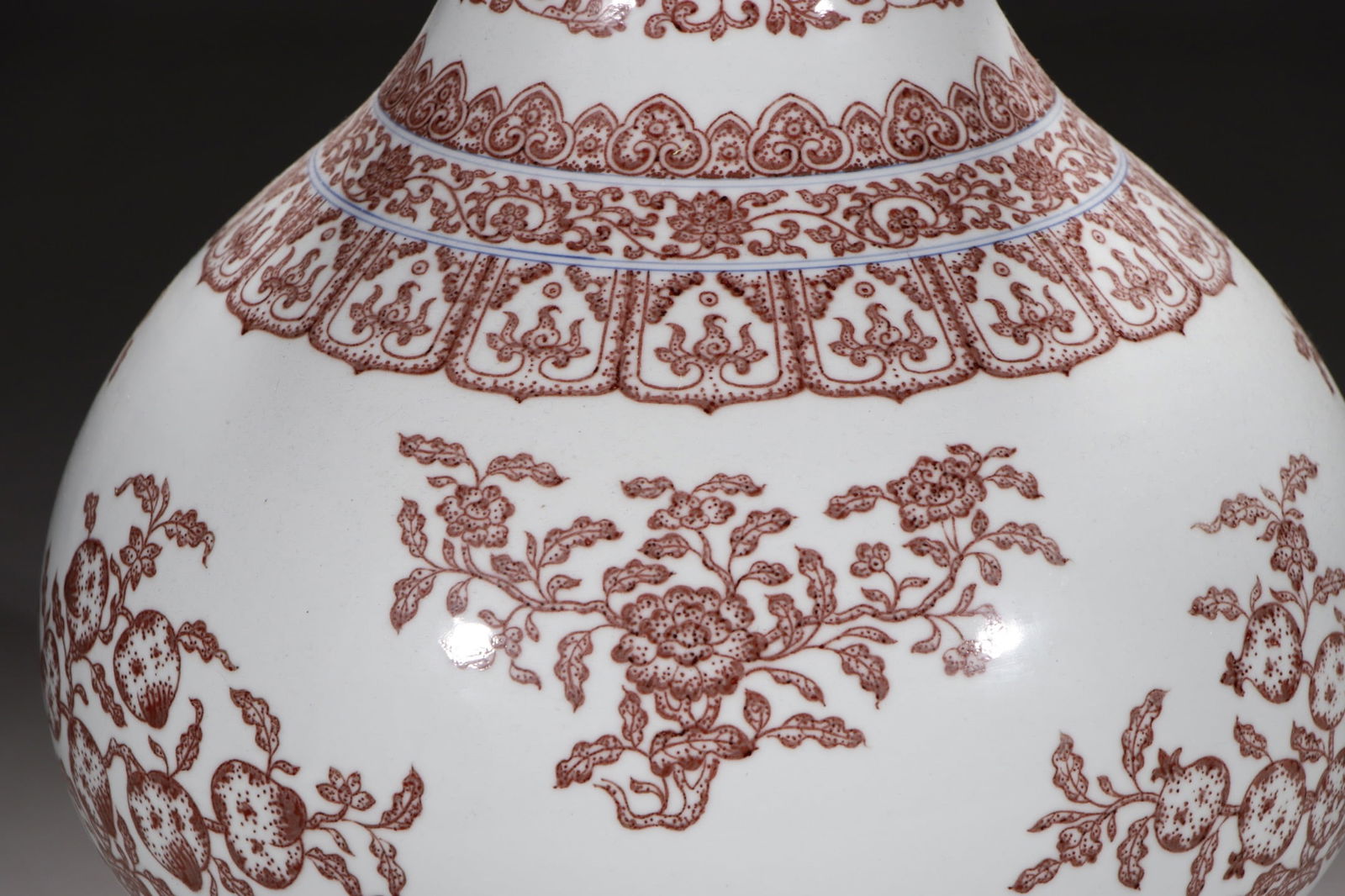 A Exquisite Underglaze-Red Lotus Flower and Fruit Pattern Vase - 5