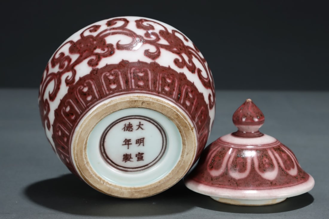 A Exquisite Underglaze-Red Flower Pattern Jar - 9