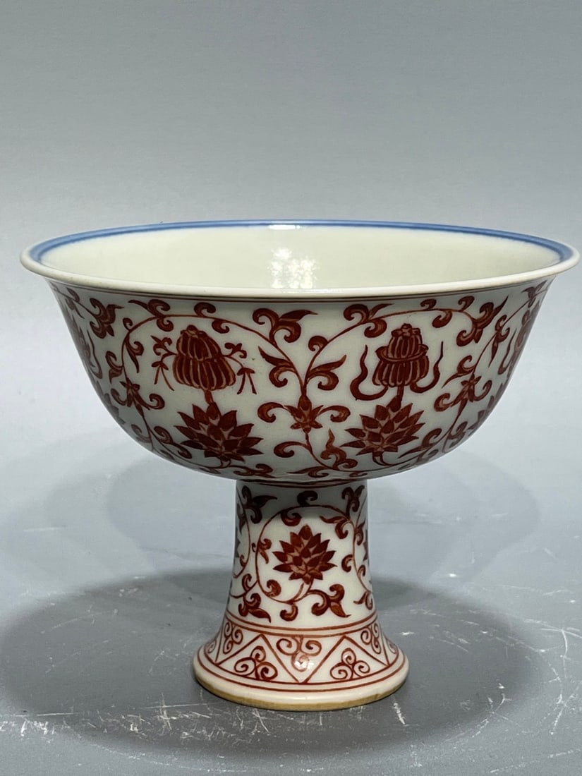 A Exquisite Underglaze-Red Lotus Pattern Cup - 2
