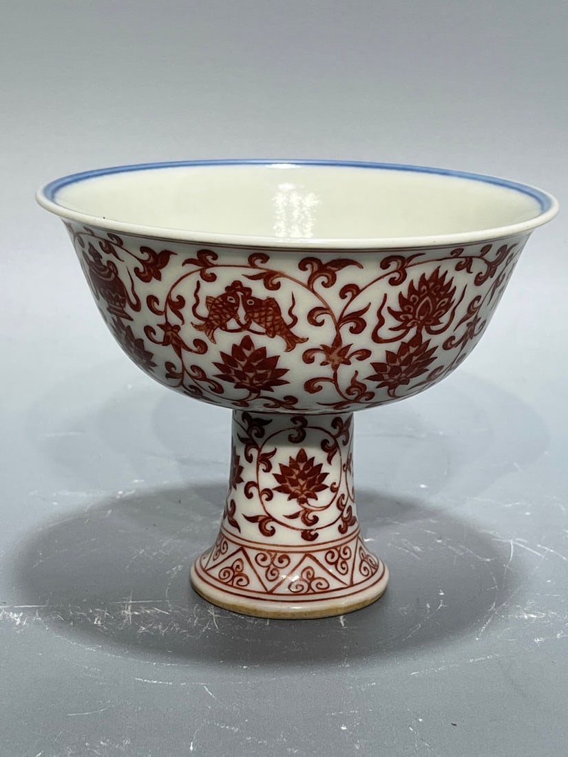 A Exquisite Underglaze-Red Lotus Pattern Cup - 3