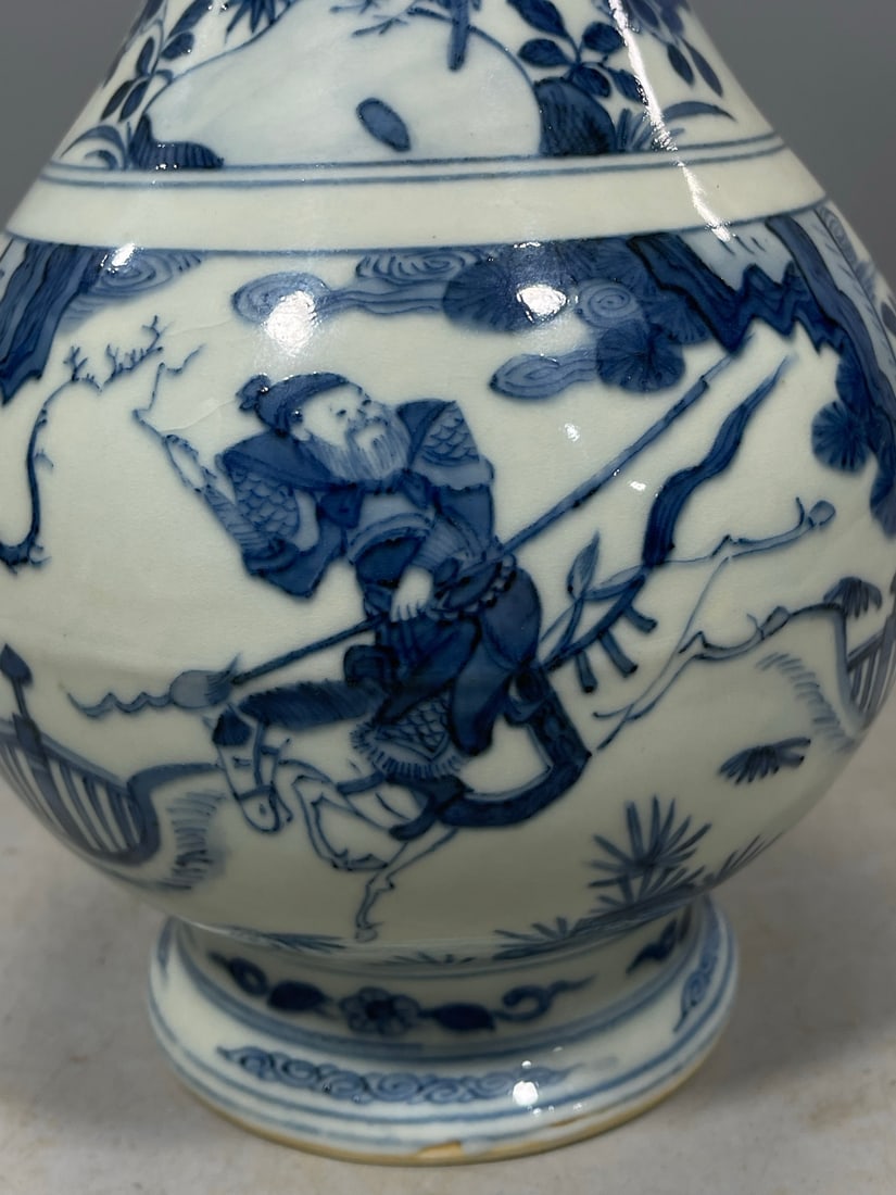 Blue and White Figures Pattern Vase - 6