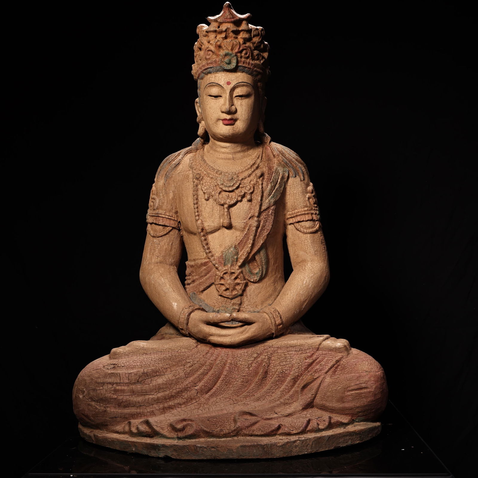 A Exquisite Wood Carved Painted Color Statue of Avalokitesvara (1 of 17)