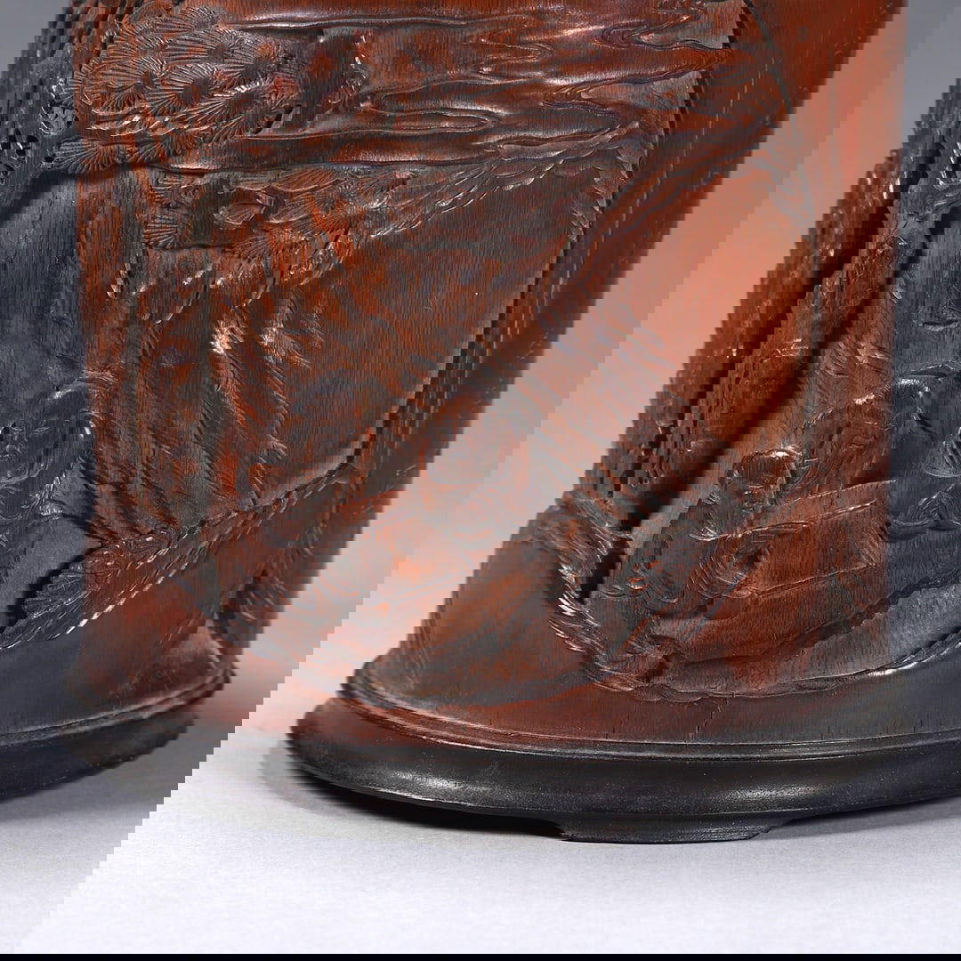 A Exquisite Bamboo Carving Figures Pattern Brush Pot - 6