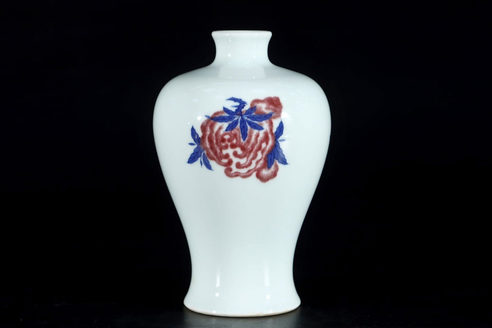 A Exquisite Blue and White Underglaze-Red Flower and Fruit Pattern Vase: A Exquisite Blue and White Underglaze-Red Flower and Fruit Pattern Vase,Qing Dynasty, China,Yongzheng Six-character Mark,Size:7.1inx4.3in 