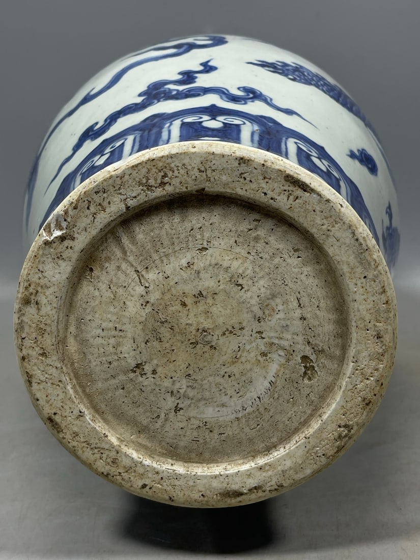 Blue and White Dragon Pattern Vase - 8