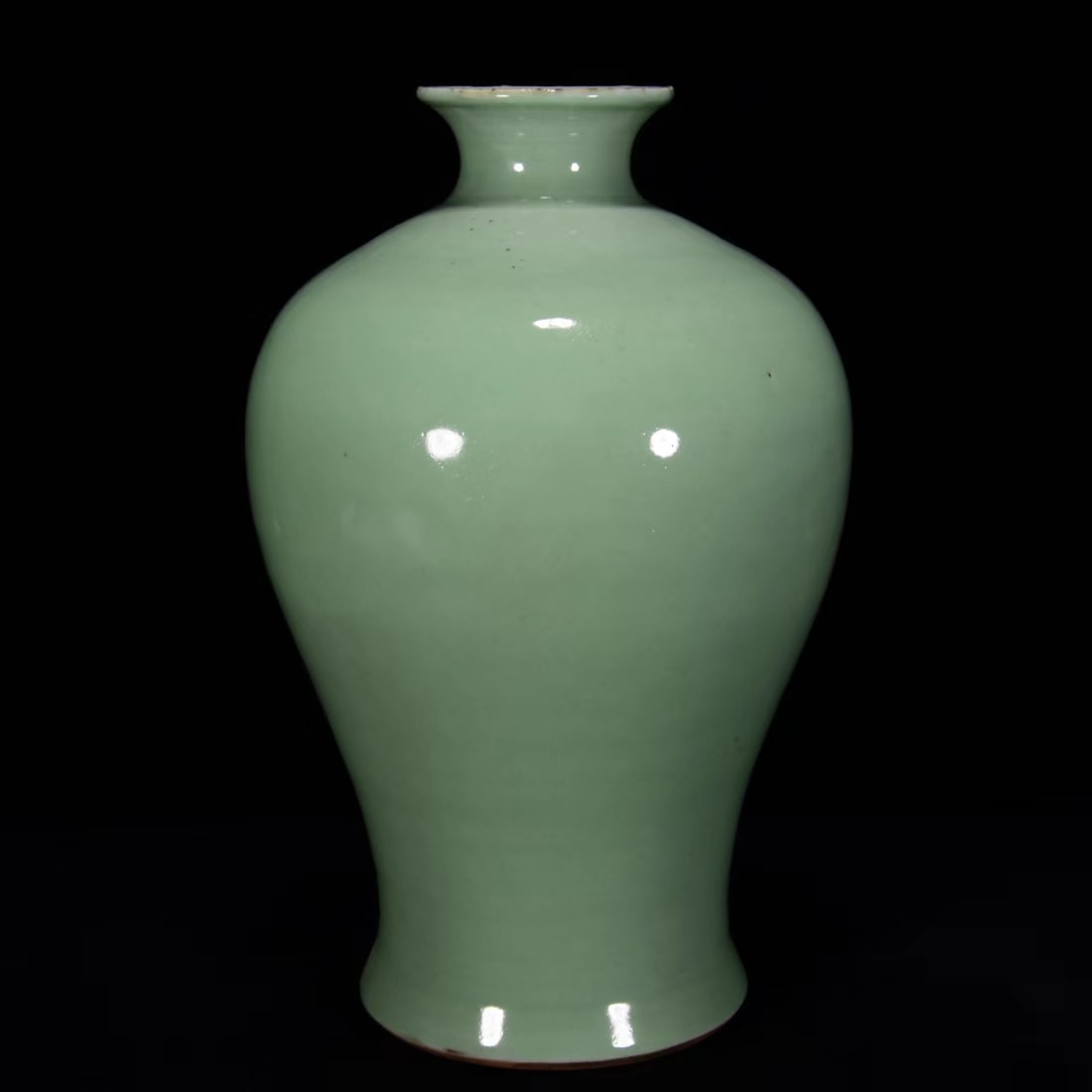 A Rare Pea-Green Glazed Vase: A Rare Pea-Green Glazed Vase,Qing Dynasty, China,Size:11.8inx6.7in 豆青釉瓶,中国清代