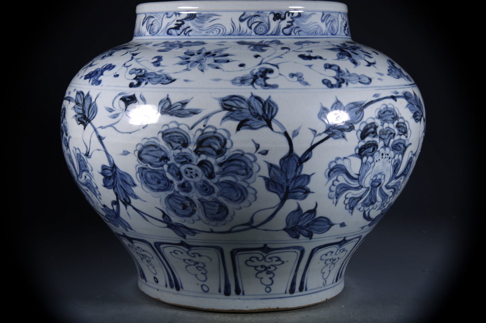 Blue and White Flower Pattern Jar - 4