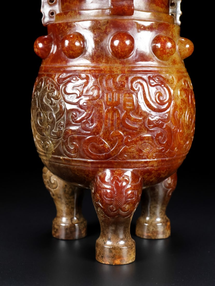 A Exquisite Hetian Jade Dragon Pattern Censer - 2