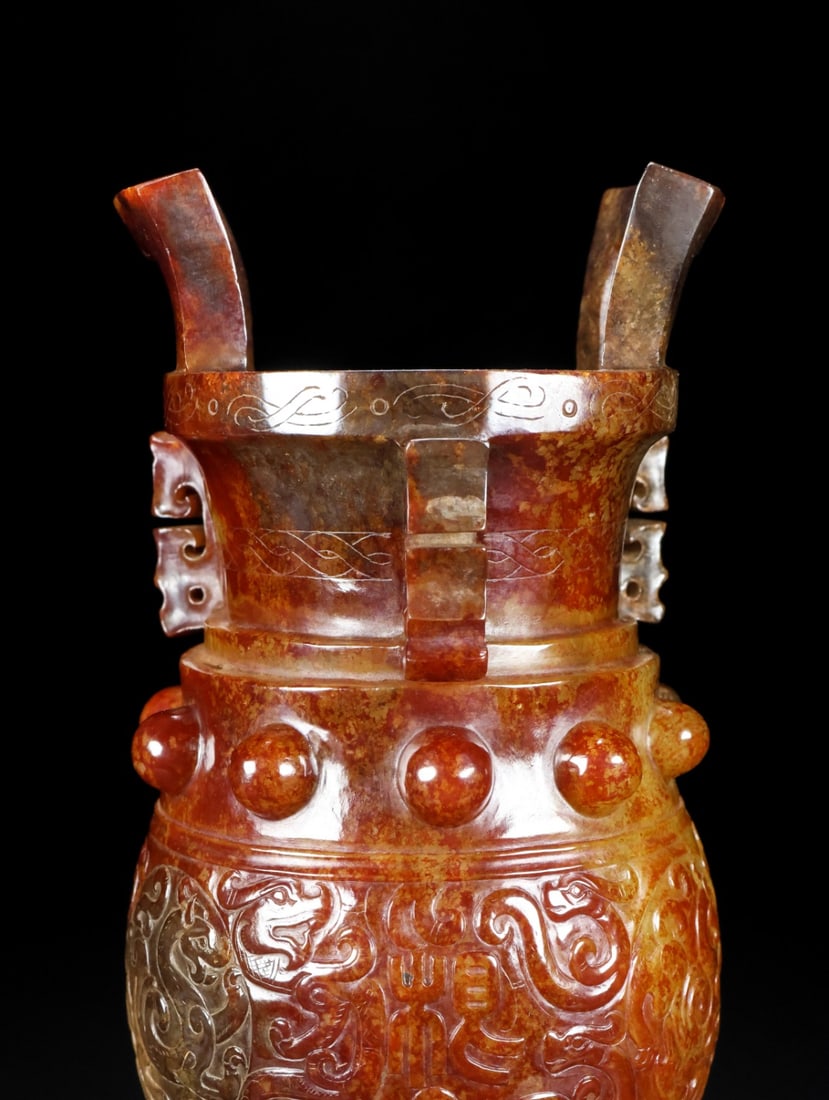 A Exquisite Hetian Jade Dragon Pattern Censer - 3