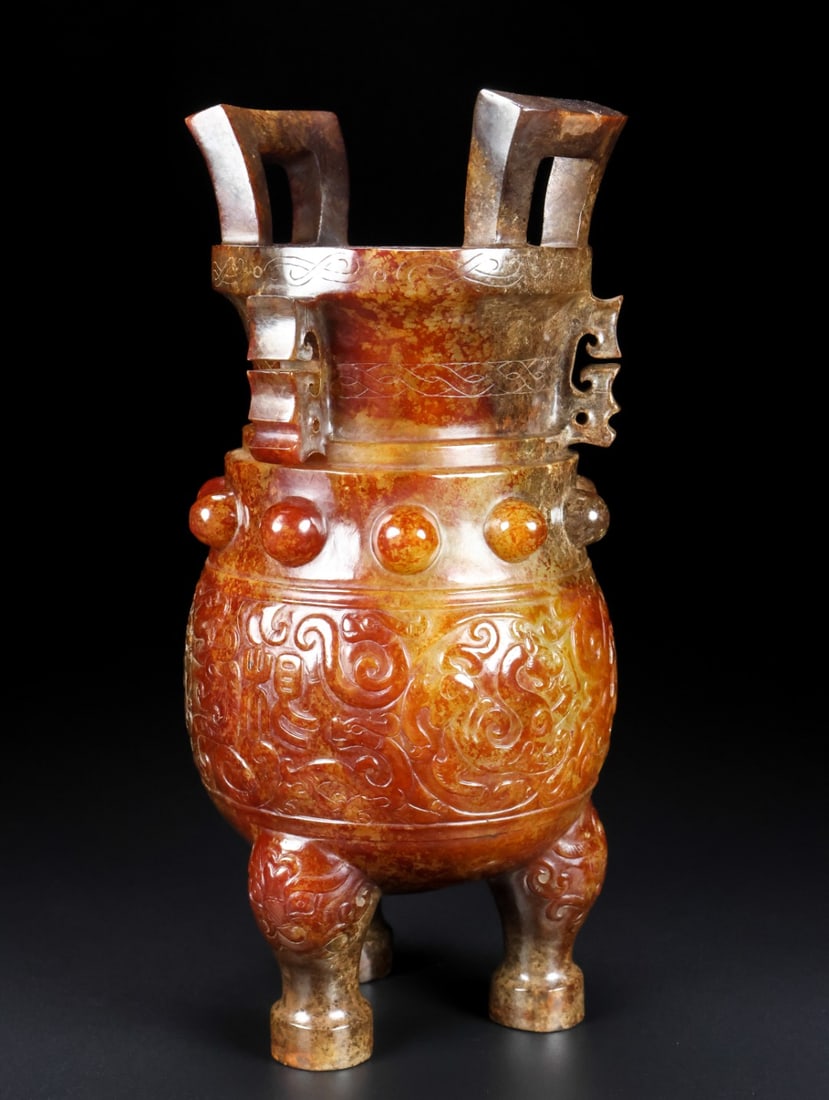 A Exquisite Hetian Jade Dragon Pattern Censer - 4