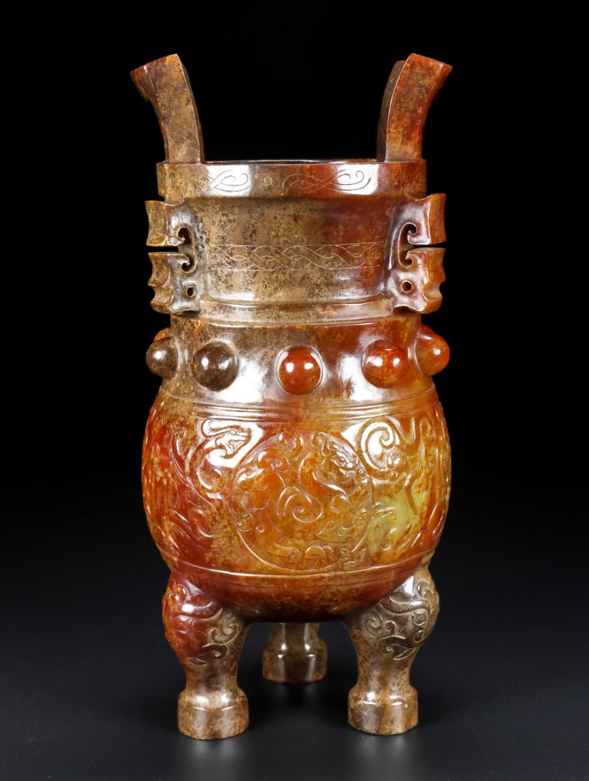 A Exquisite Hetian Jade Dragon Pattern Censer - 6