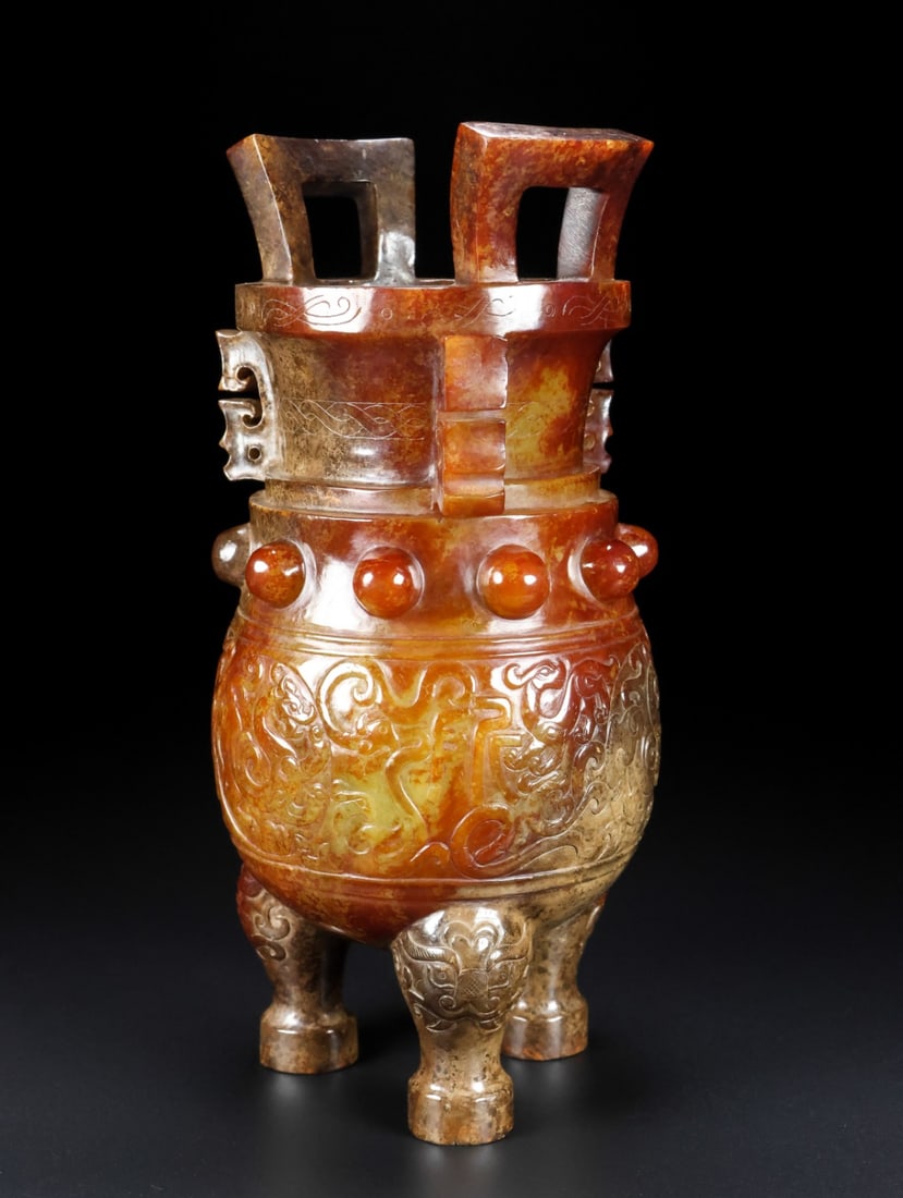 A Exquisite Hetian Jade Dragon Pattern Censer - 7