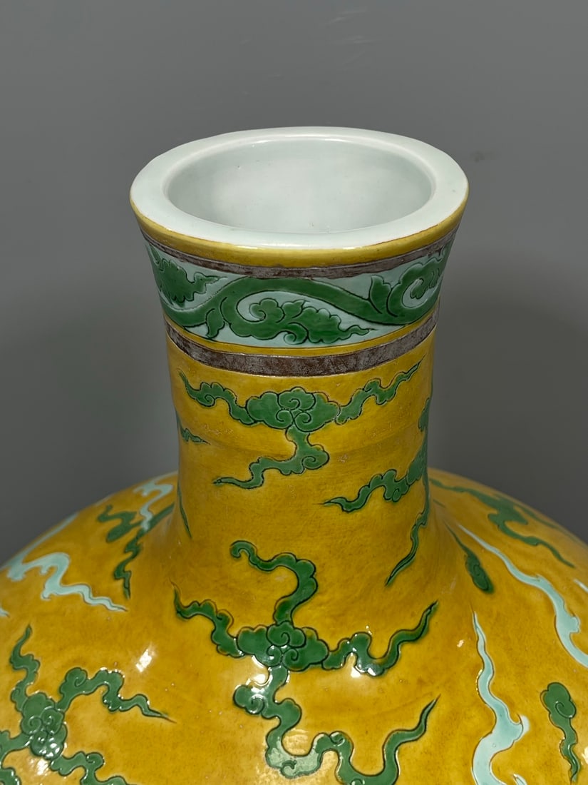 Yellow Ground Doucai Dragon Pattern Vase - 5