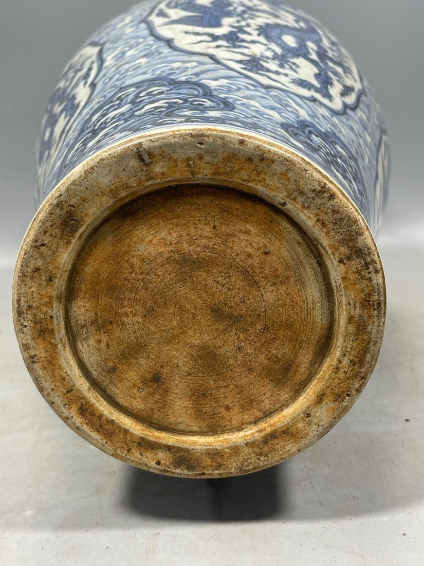 Blue and White Dragon Pattern Vase - 8