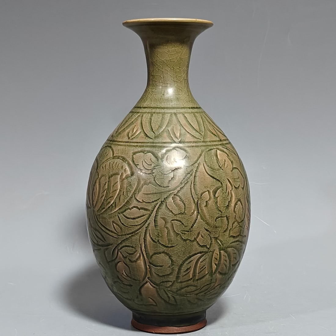 A Exquisite Yue yao Porcelain Auspicious Vase: A Exquisite Yue yao Porcelain Auspicious Vase,Song Dynasty, China,Size:10.2inx4.9in 越窑吉祥瓶,中国宋代